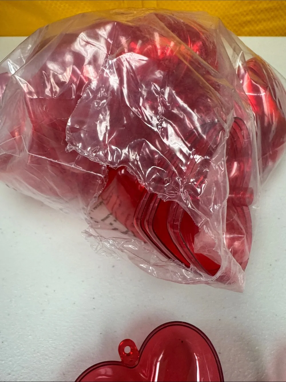 Red Heart Shaped Fillable Plastic Treat Containers large bag all new hole in top